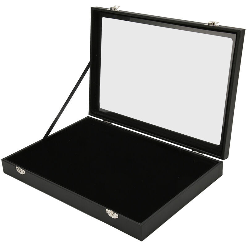 Vtizikl Vitrine à épingles Bote d'ombre à épingles anti-poussière transparente pour médaille militaire Collection de badges à épingles en cuir PU