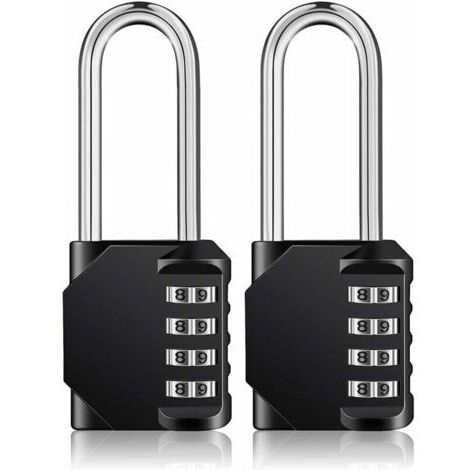 Vtizikl2 cadenas à anse longue, cadenas à combinaison à 4 chiffres, tige longue, cadenas à usage intensif pour vestiaires de gymnase, portail extérieur pour clôture résistant aux intempéries, porte, E