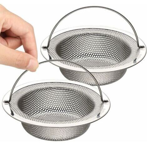 Vtizikl2 Filtres évier cuisine crépine d'évier en acier inoxydable avec poignée Anse 11 cm (110 mm), haute densité micro-perforation1mm,argent,Fonepro, Ensoleillé