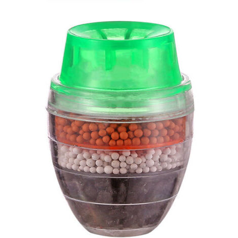 Vtizikl3 x 6cm, (Vert) Lot de 2, Filtre à eau Robinet à charbon actif, Filtration à 5 couches, Mini filtre purificateur d'eau Filtre à eau de robinet de cuisine