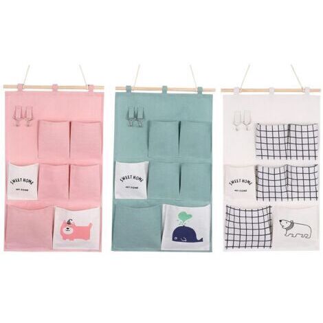 Vtizikl3pcs organisateur suspendu porte organisateur mural sac à ustensiles sac de rangement suspendu, 7 compartiments organisateur mural suspendu