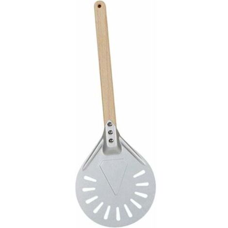 Vtizikl7/8/9 Pouces Perforé Pizza Tournant Peel,Pizza Pelle en Aluminium Manche en Bois Pelle À Pizza Paddle, Court Pizza Outil, Non Slip Poignée - 8 Pouces 40cm, Ensoleillé