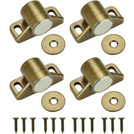 VtiziklAimant pour Porte Placard Loquet de Porte Magnétique Fermeture de Porte Aimantée avec 4 Rondelles et 12 Vis Fermeture Magnétique Placard pour Meuble, Armoire, Cabinet Starlight（4PCS)