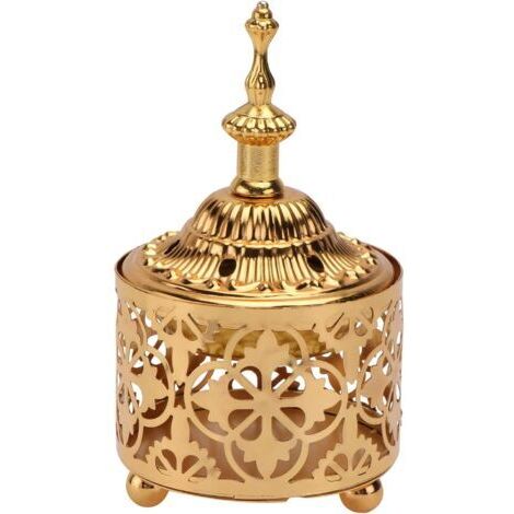 VtiziklArabe Brûleur D'encens Encensoir En Métal Vintage Arôme Lampe Titulaire Partie Décoration Ornement D'or