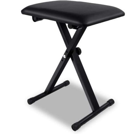 VtiziklBanquette Piano Réglable Style-X Banc de Piano Noir Hauteur Ajustable PU Acier