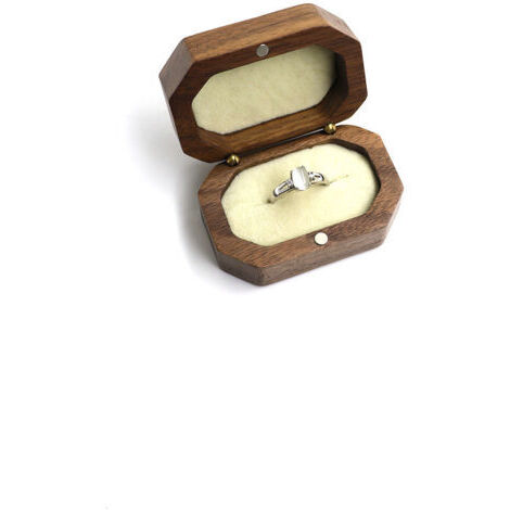 VtiziklBoîte à bagues en forme double, boîte à bagues de mariage, boîte à bagues de mariage, fiançailles de mariage pour la Saint-Valentin(couleur crème)