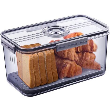 VtiziklBoîte à pain hermétique pour comptoir de cuisine, récipient de stockage de pain avec couvercle, récipient de stockage de pain avec couvercle, boîte à pain pour pain fait maison, toasts, bagels,