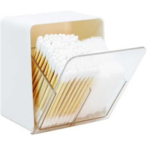 VtiziklConteneur pour tampons de salle de bain, boules de coton, tampons ronds, boîte de rangement pour vanité (lot de 1)