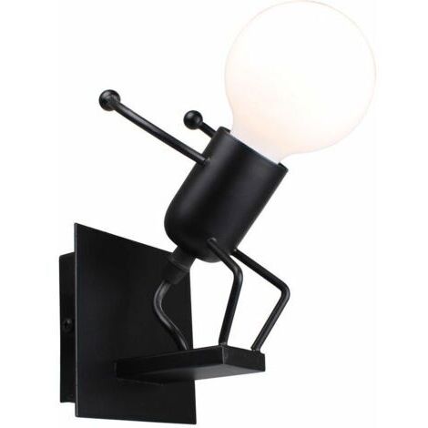 VtiziklCréative Applique Murale Petit Gens Dansant Noir,Rétro Lampe de Mur Poupée De Mode Iron Man pour Bar Chambre Cuisine Restaurant Café Couloir