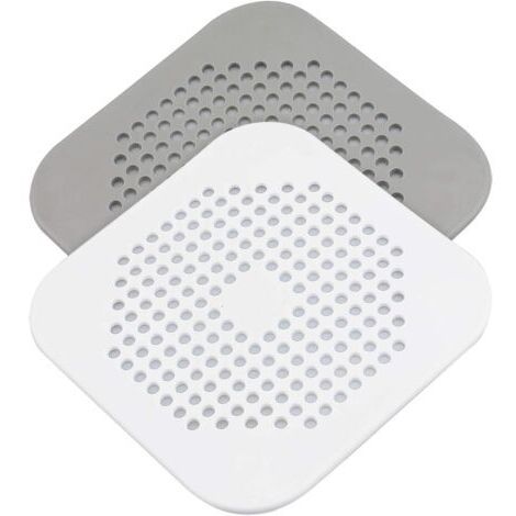 VtiziklDrain Hair Catcher 2 Packs, Shower/Bathtub Drain Cover, Silicone Hair Catcher for Shower, Square Drain Stopper for Tub,Kitchen,Bathroom Gray/White