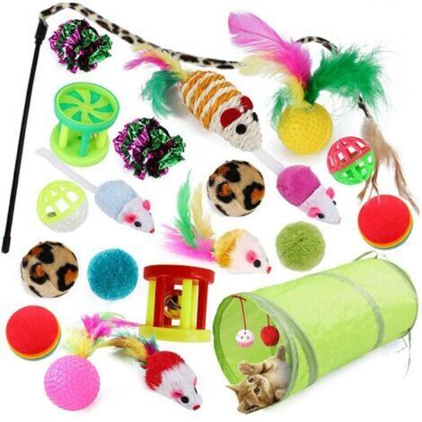 VtiziklEnsemble de 21 jouets pour chat mignon (couleur aléatoire)