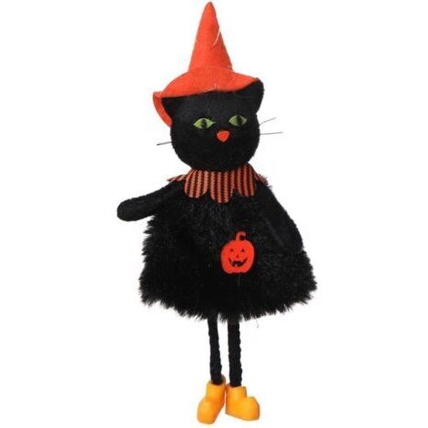 VtiziklFantôme suspendu de décoration d'Halloween, pendentif de manche à air fantôme sans visage de citrouille(Chat noir)