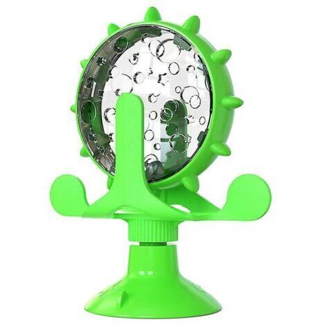 VtiziklFuite de nourriture pour chiens, moulin à vent interactif, jouet rotatif pour petits chiens, plateau tournant, gamelle pour ingestion lente, fourniture pour animaux de compagnie, vert