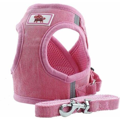 VtiziklGilet Harnais Doux d'entraînement Mesh Tissu Dog Vest Harnais pour Chiot, Chats, Petits Animaux PS042 (M, Pink)
