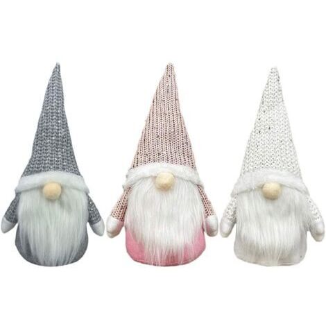 VtiziklGnomes en peluche de Noël suédois Tomte Santa Claus Elf ornements cadeaux de décoration de Noël (gris + rose + blanc), Ensoleillé