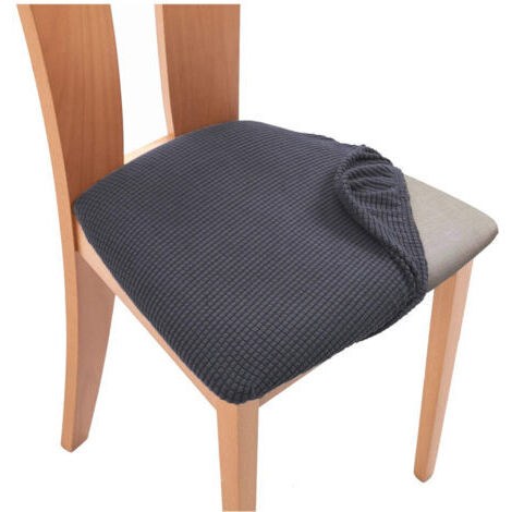 VtiziklHousse de coussin de chaise de bureau à domicile, coussin de siège carré, housse anti-salissure, housse de chaise incurvée élastique, housse de tabouret, housse fendue-Gris foncé