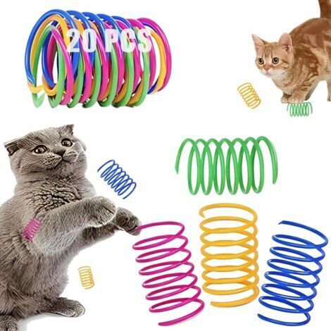 VtiziklLot de 20 jouets pour chat, spirale à ressort colorée en plastique créative