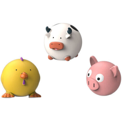 VtiziklLot de 3 jouets à mâcher pour chien en latex couineur jouets interactifs pour chien jouets pour animaux de compagnie cochon jouets drôles de poussin de vache pour chiots
