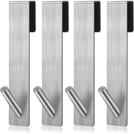 VtiziklLot de 4 crochets de porte en acier inoxydable crochets de douche sans perçage porte-serviettes porte manteau crochet salle de bain (argent)