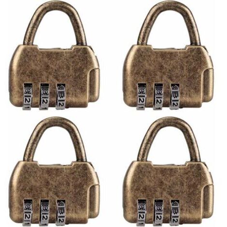 VtiziklLot de 4 mini cadenas à combinaison rétro pour journal intime, bagages, cadenas à code vintage