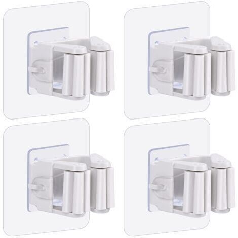 VtiziklLot de 4 supports muraux pour vadrouille et balai, support de balai autocollant, sans perçage, support pour balai et pelle à poussière pour la maison, le jardin, le garage et le stockage, lot d