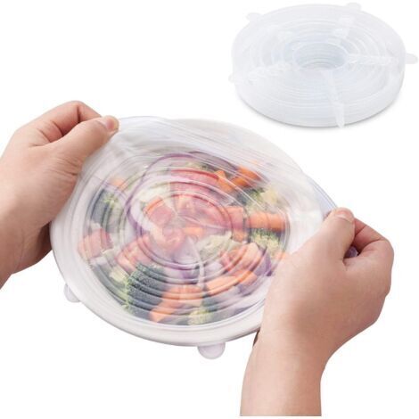 VtiziklLot de 6 couvercles en silicone extensibles, couvercles en silicone de différentes tailles Couvercles extensibles en silicone, extensibles et flexibles pour bols, tasses, Ensoleillé