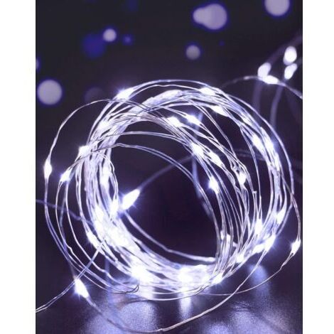 VtiziklLot de2 Guirlande Lumineuse, Girlande de Lumière 5M 50LED Guirlandes Lumineuses Piles Mini Led Intérieur Girlande de Lumière Decoration pour Chambre Noël Mariage Soirée Maison Jardin,Blanc froi