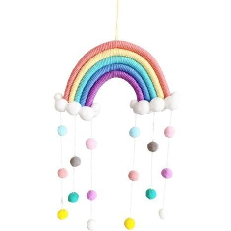 VtiziklMacramé arc-en-ciel tenture murale décoration de la maison Boho chambre décor tissé à la main tapisserie enfants décoration murale (CH5A-1)
