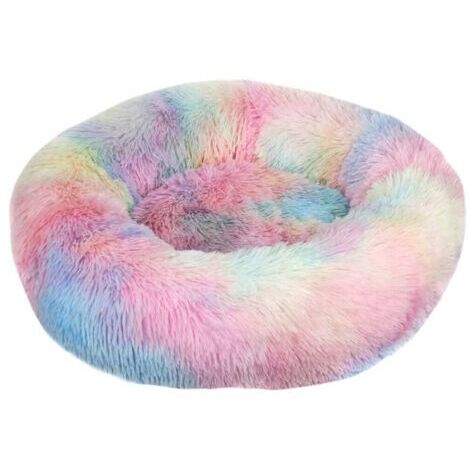 VtiziklOreiller de lit pour chat moelleux doux lavable pour chats chiens (couleurs arc-en-ciel tie-dye, 80 cm), Ensoleillé