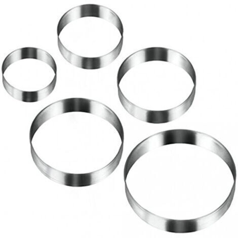 VtiziklOutils de cuisson 430 moule à biscuit rond en acier inoxydable lot de 5