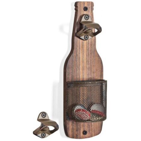 VtiziklOuvre-bouteille de bière mural en bois vintage avec attrape-capsule, idéal pour les hommes, les bars et les restaurants