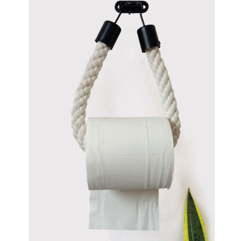 VtiziklPas de crochet en fer à poinçonner, porte-serviettes en corde de chanvre, porte-rouleau de papier suspendu au mur de la chambre de la cuisine, porte-papier hygiénique