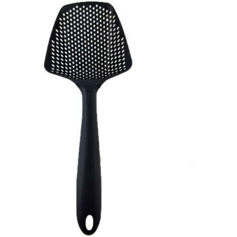 VtiziklPassoire, cuillère passoire/passoire, cuillère, égoutter et servir, résistante à la chaleur jusqu'à 200°C (392°F), lavable au lave-vaisselle, grande, noire