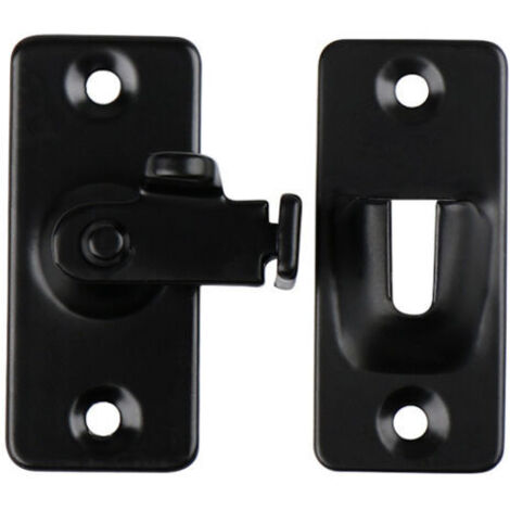VtiziklPetit verrou de porte Canggu à 90 degrés, verrou de porte à angle droit, verrou de porte coulissante, verrou de porte coulissante, loquet de porte à boucle （Noir）