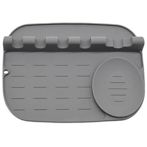 VtiziklPlateau de cuisine Plateau à couverts en silicone Plateau à cuillère Plateau à cuillère de cuisine Support en silicone résistant à la chaleur avec égouttoir