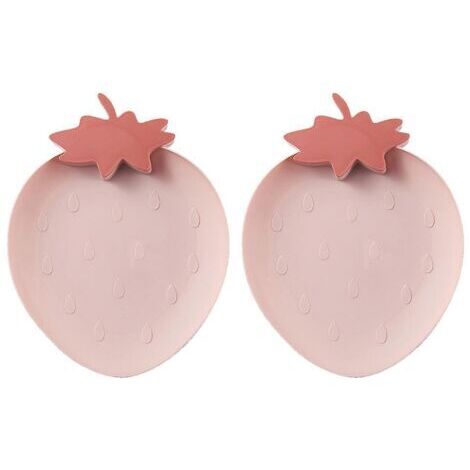 VtiziklPlateaux en plastique à la fraise Assiettes à collations Bols de cuisine, 2 assiettes en plastique en emballage de service Plateaux