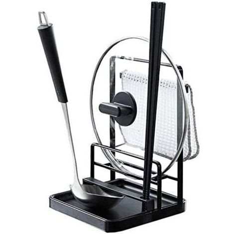 VtiziklPorte-couvercle de casserole Support organisateur de cuisine Support de couvercle pour ustensiles de cuisine Noir (taille: 15 x 15 x 21 cm)
