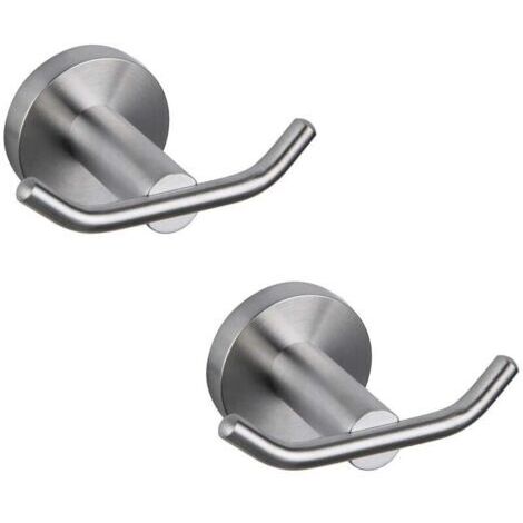 VtiziklPorte-manteau de salle de bain en argent SUS 304 porte-manteau double en acier inoxydable / peignoirs, convient à la salle de bain et à la cuisine ensemble de 2 pièces mural de style hôtel mode