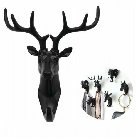 VtiziklPorte-manteau et porte-manteau Porte-serviettes Crochet mural Clé Porte-manteau animal Cerf noir, Ensoleillé