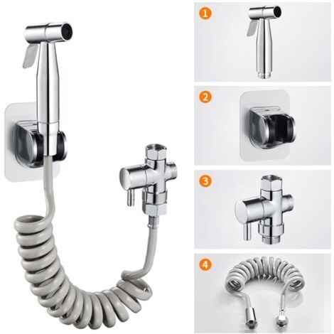 VtiziklPulvérisateur de bidet de toilettes, pulvérisateur de bidet portatif pour toilettes, contrôle de la pression d'eau réglable, kit d'accessoires pour pistolet de pulvérisation de toilettes, tuyau