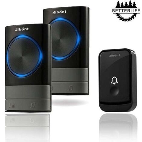 VtiziklSonnettes sans Fil, 45 Mélodies 5-Niveaux Volum et, IP55 Étanche Carillon sans Fil, Kit de Carillon avec 300 Mètres, LED Flash, 2Récepteur Enfichables