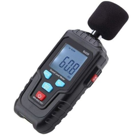 VtiziklSonomètre Numérique SL620 Testeur de Bruit Sonomètre Décibelmètre Outil de Mesure du Son avec Date de Mémoire de Retour avec l'Écran LCD, 30135dB