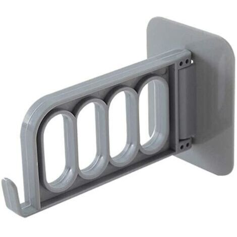 VtiziklSupport de Rangement Mural portatif pour Cintre à vêtements intérieur Auto-adhésif Cintre à Linge séchage Rotatif Crochet Support Organisateur à la Maison (Color : Gray)