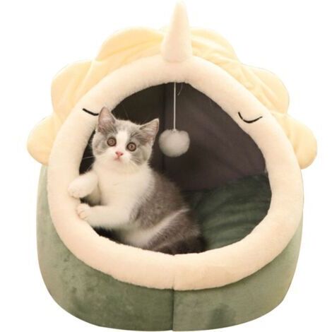 VtiziklTapis De Nid Semi-Fermé Pour Chat Amovible Et Lavable, Panier Pour Chien Chat, Lit Pour Chats Des Cavernes De Tente De Maison De Chat, Vert S - Vert S