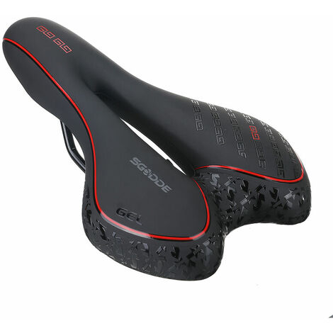 VTT Selles Gel Selle De Vélo Rembourrée étanche Vélo De Route Voyage (Noir + Rouge)