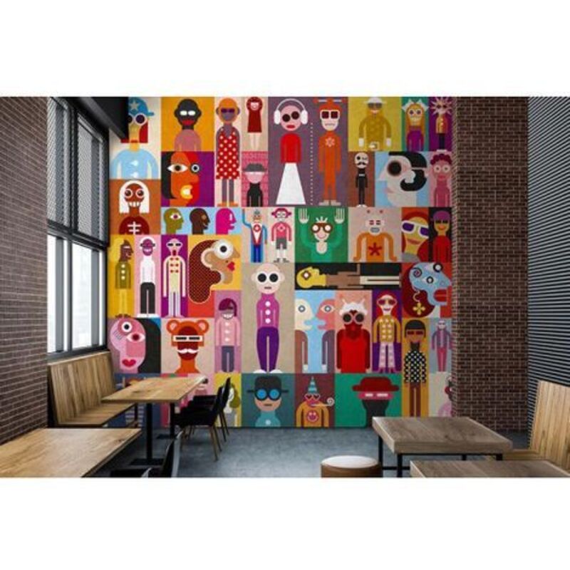 Livingwalls - Papier peint panoramique personnages multicolore Tapisserie panoramique graphique originale Papier peint panoramique pour chambre