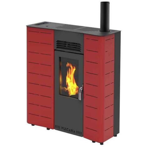 Vulcania Stufa a Pellet Slim Rossa 9,7 kW - Design Compatto 850x310x928 mm