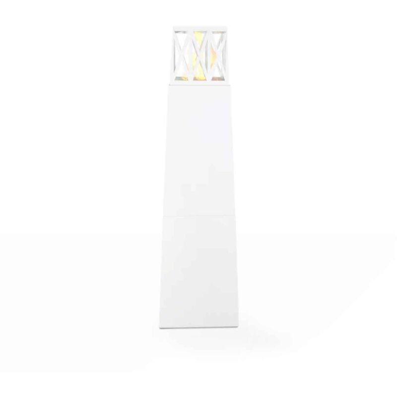 Frankystar - Vulcano - Cheminée éthanol pour extérieur 40x40x145 cm, couleur blanc