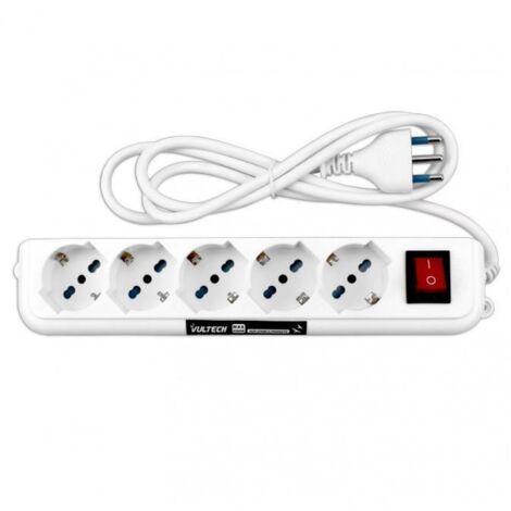 Vultech MU-01 multiprise 1,5 m 5 sortie(s) CA Intérieure Blanc