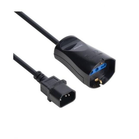 Vultech MU-UPS02 Cavo di Alimentazione IEC C14 Maschio 10/16A Bipasso Schuko Nero